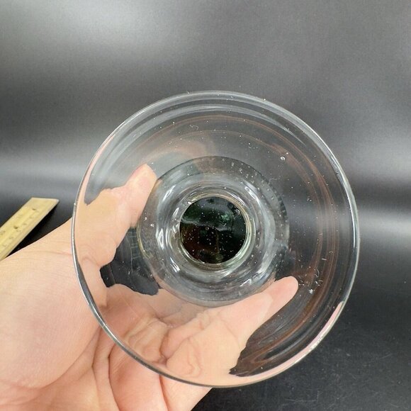 Light Transparent Green Drinking Goblets Glasses Set 2 With Textured Air Bubbles - Picture 8 of 12